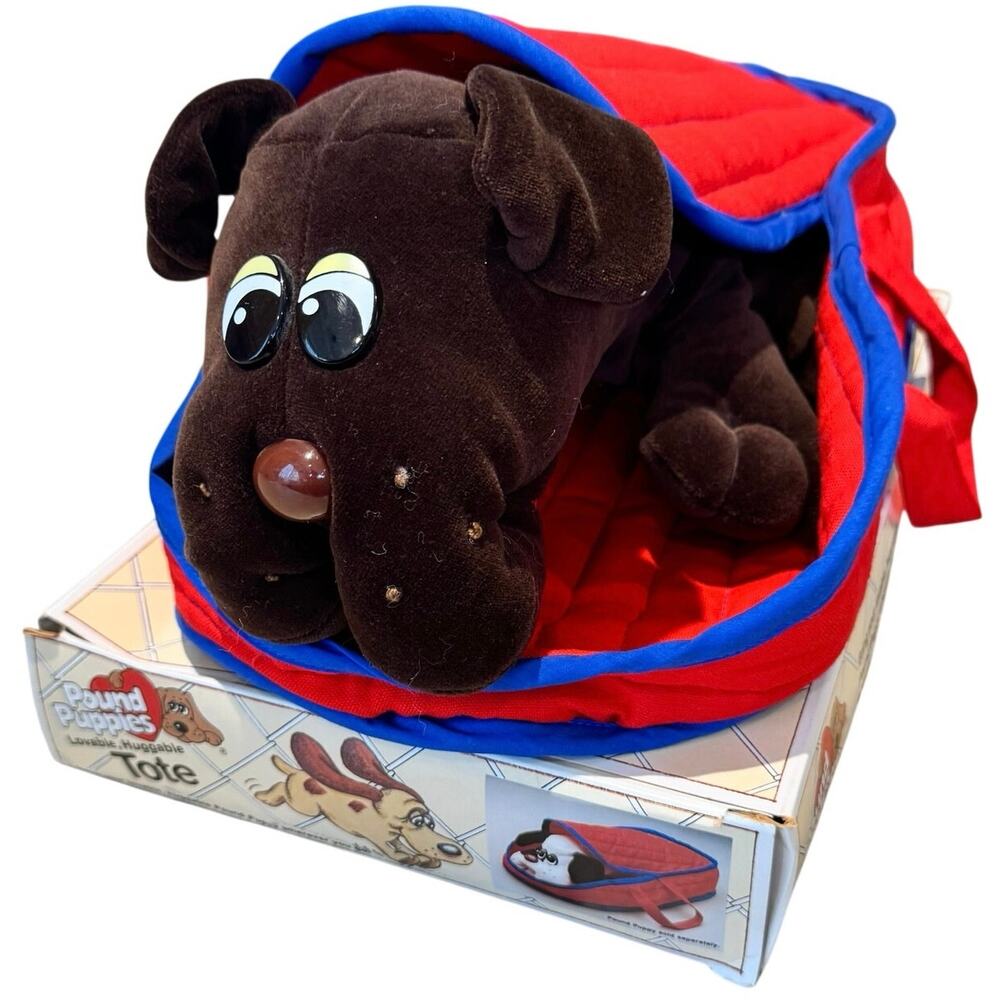 Vintage Pound Puppies Carrier Tote Bag 7814 In Box 1985 With Brown Pound Puppy